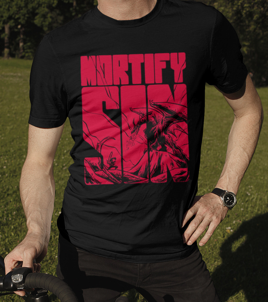 MORTIFY SIN Dark Battle With Fiery Behemoth T-Shirt