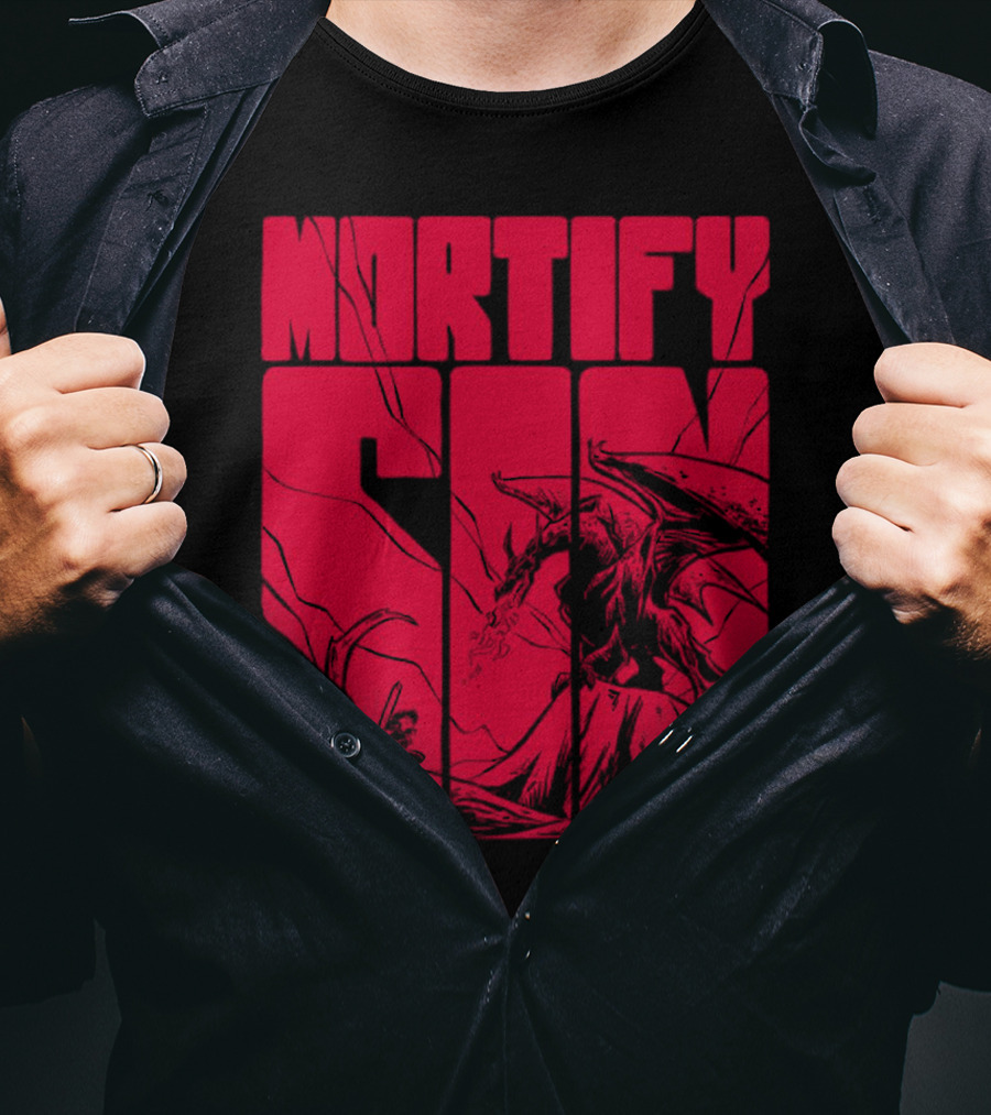 MORTIFY SIN Dark Battle With Fiery Behemoth T-Shirt