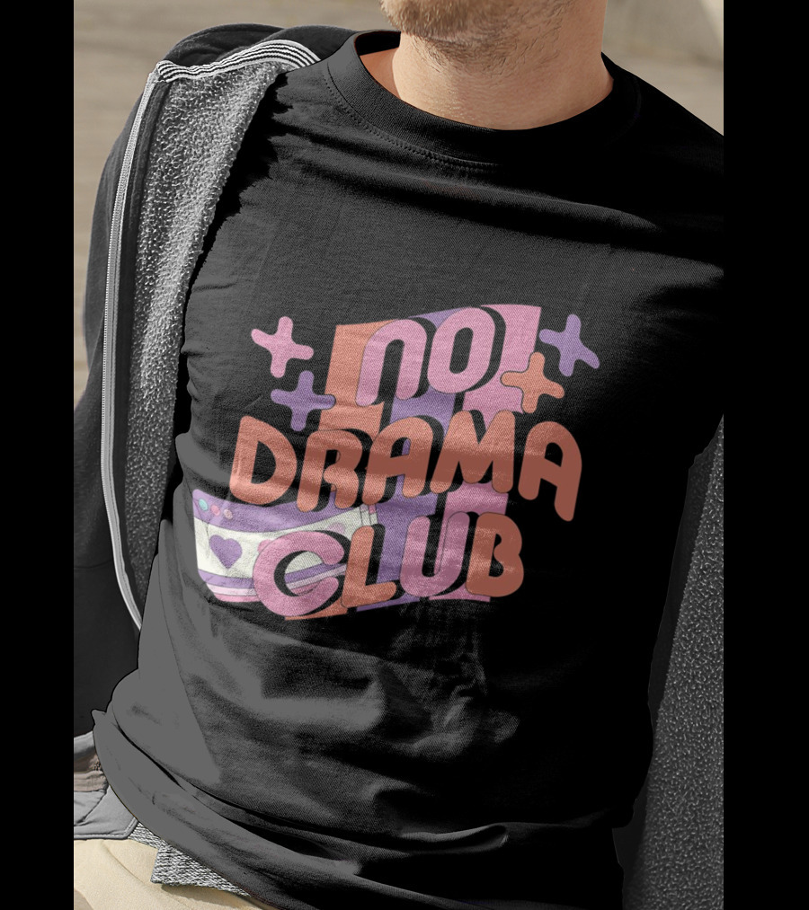 No Drama Club Cute Cartoon Heart Stripes And Shapes T-Shirt