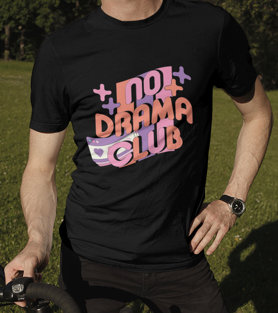 No Drama Club Cute Cartoon Heart Stripes And Shapes T-Shirt