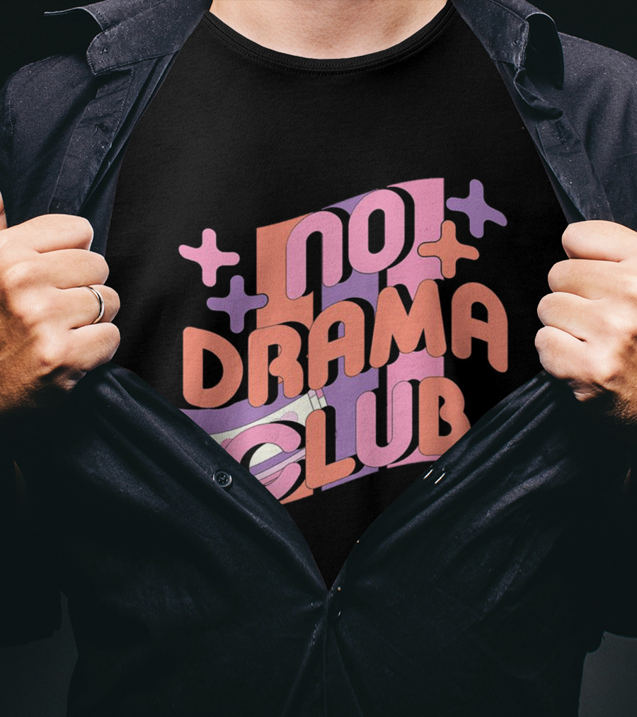 No Drama Club Cute Cartoon Heart Stripes And Shapes T-Shirt