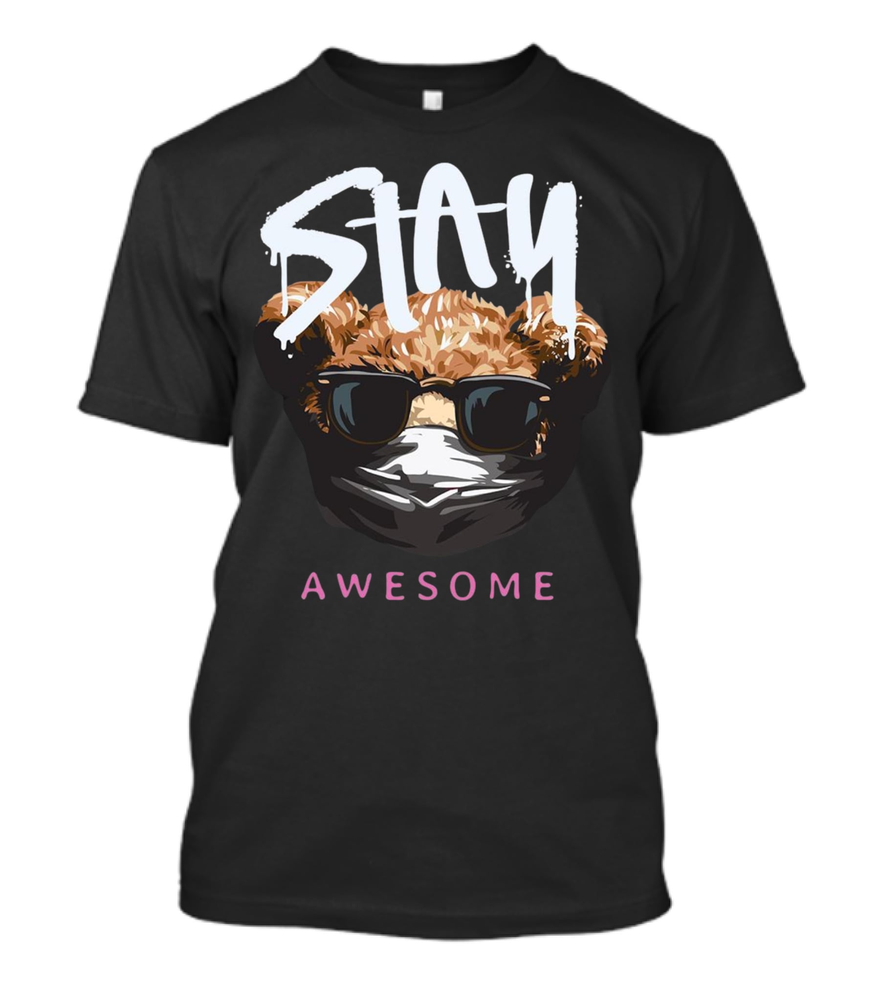 Stay Awesome Masked Bear With Sunglasses T-Shirt