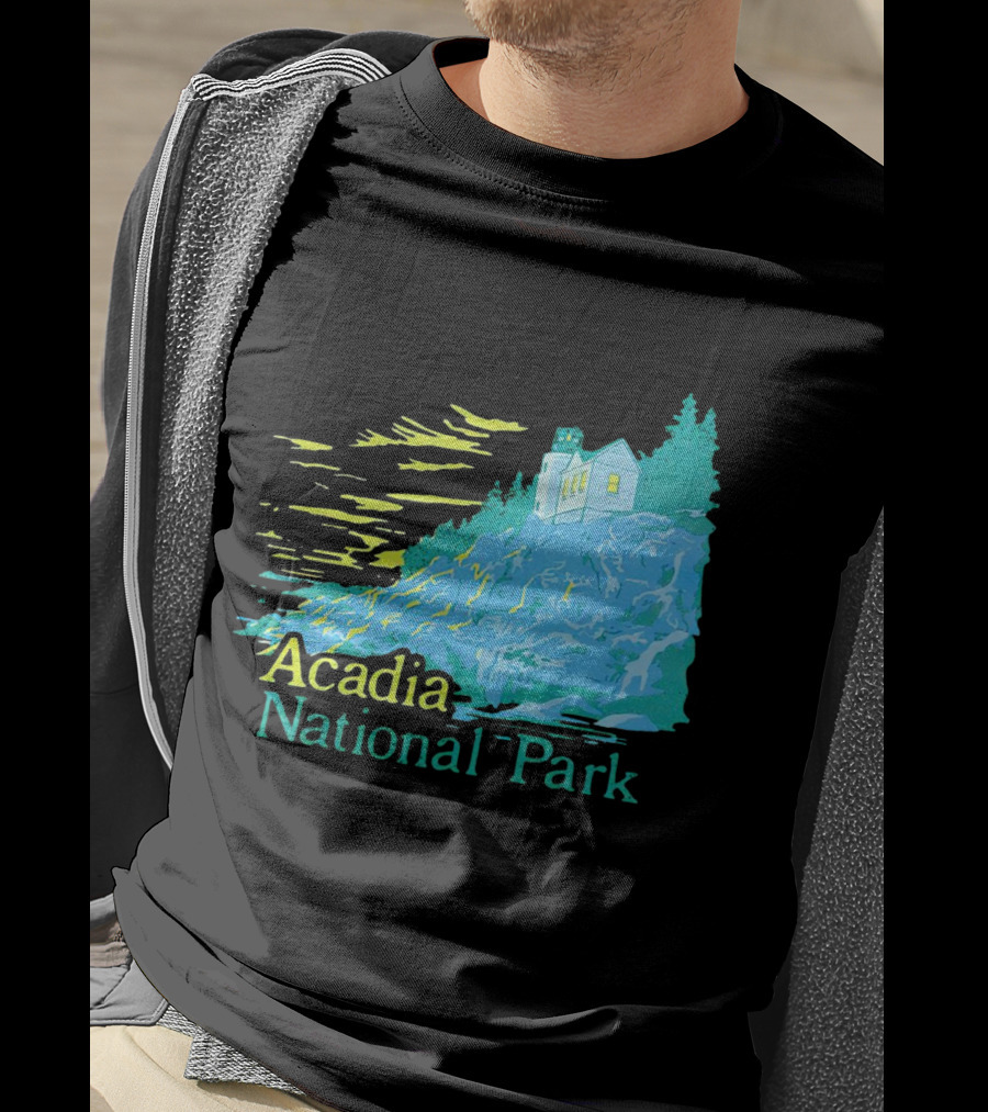 Acadia National Park Scenic Lighthouse And Rocky Cliff T-Shirt