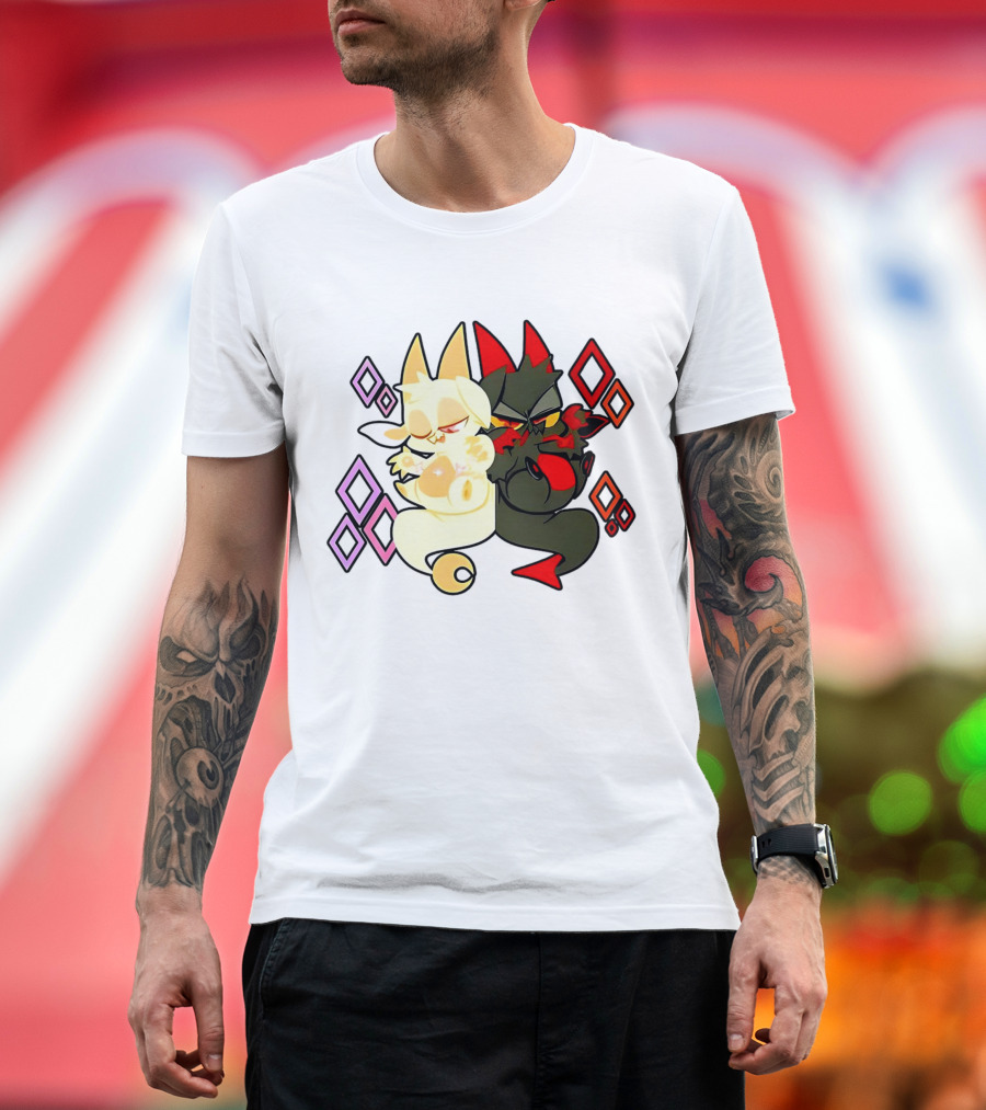 Chikn Nuggit Fwench Fwy Diamond Pattern Characters T-Shirt