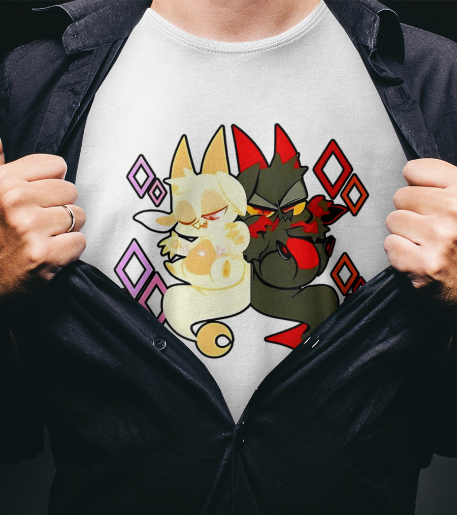 Chikn Nuggit Fwench Fwy Diamond Pattern Characters T-Shirt