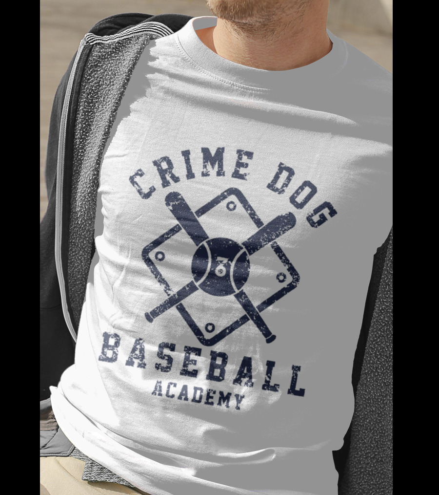 Crime Dog Baseball Academy Logo With Bat And Ball Diamond T-Shirt