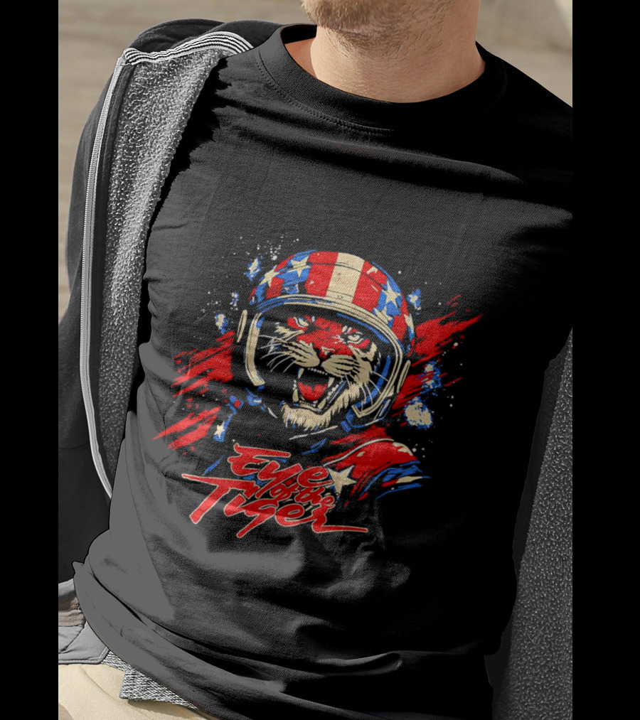 Eye Of The Tiger American Patriotic Helmet T-Shirt
