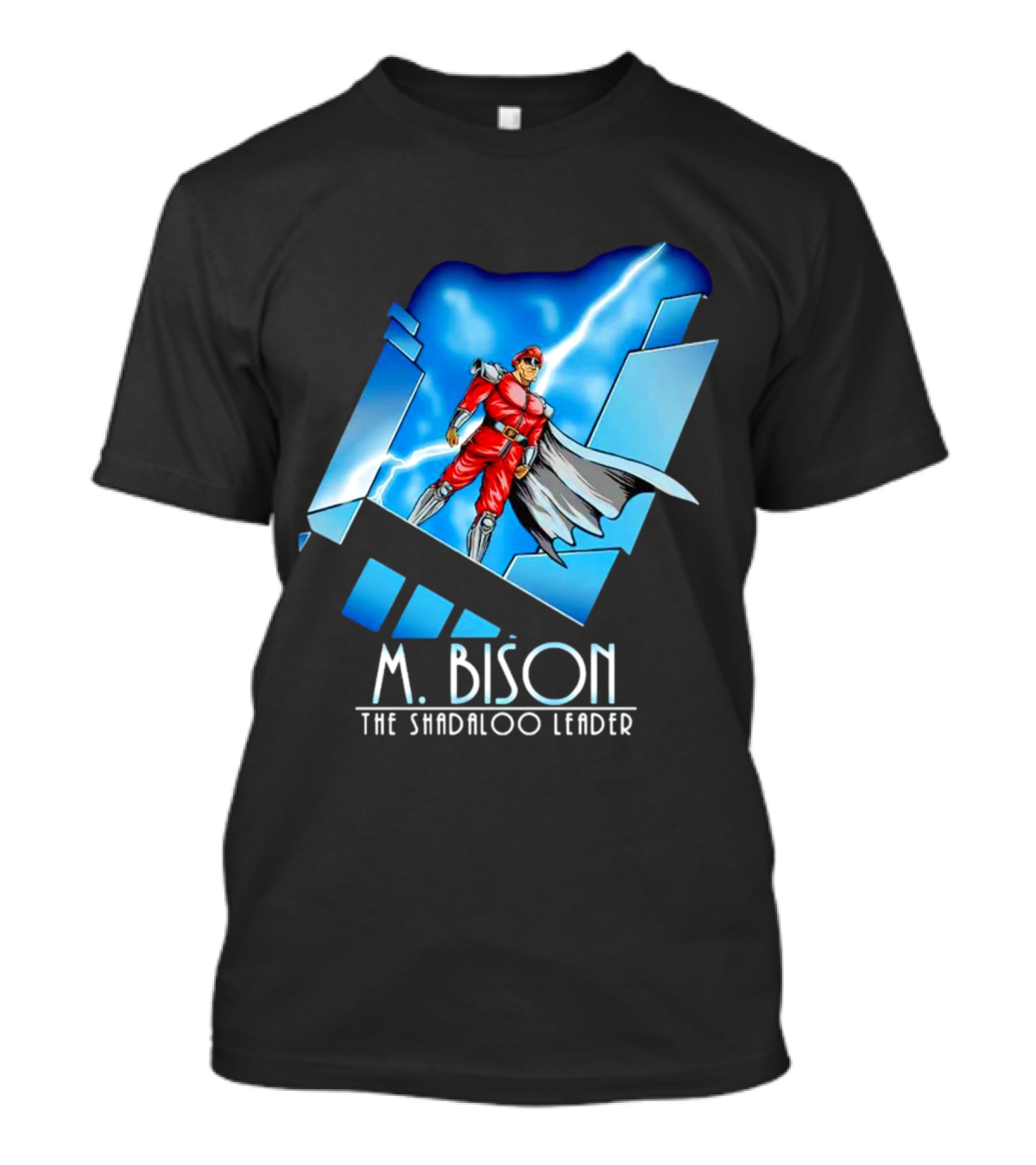 M. Bison The Shadaloo Leader Character With Lightning And Cityscape T-Shirt