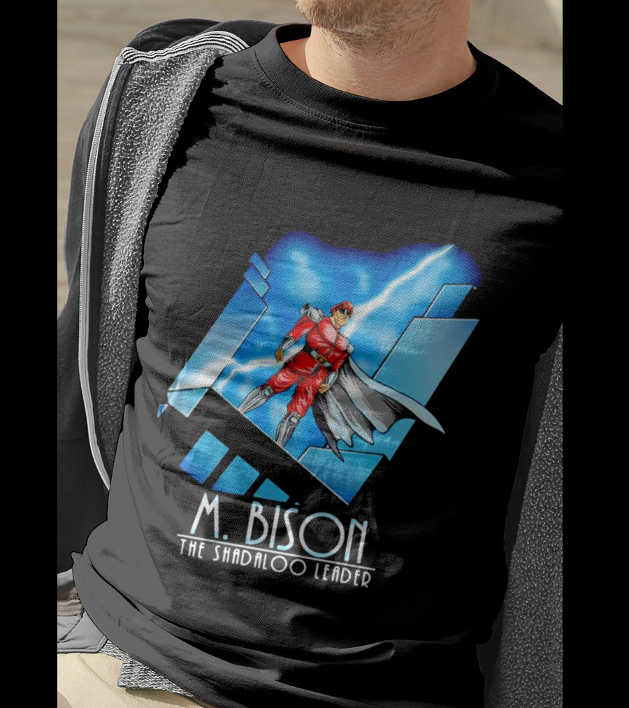 M. Bison The Shadaloo Leader Character With Lightning And Cityscape T-Shirt