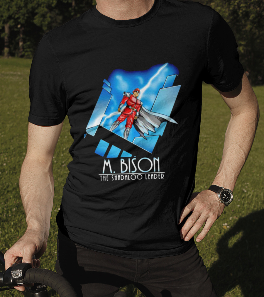 M. Bison The Shadaloo Leader Character With Lightning And Cityscape T-Shirt