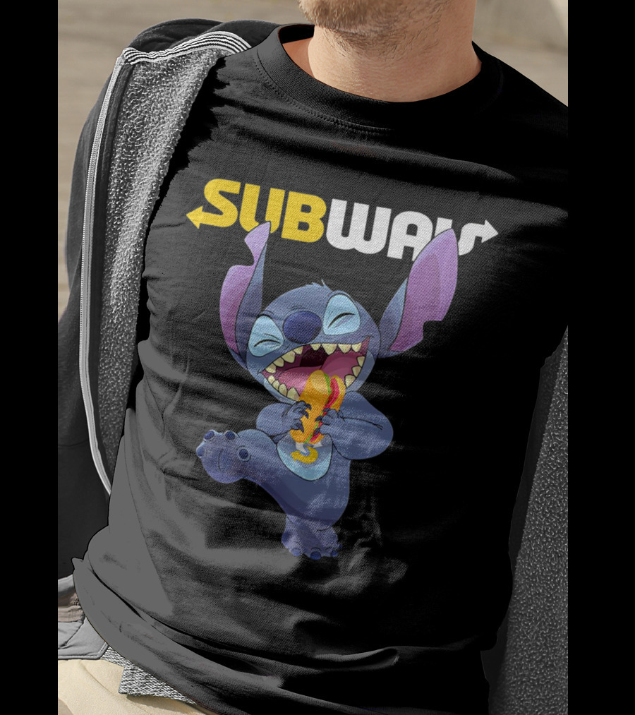 SUBWAY Stitch Eating Hotdog T-Shirt