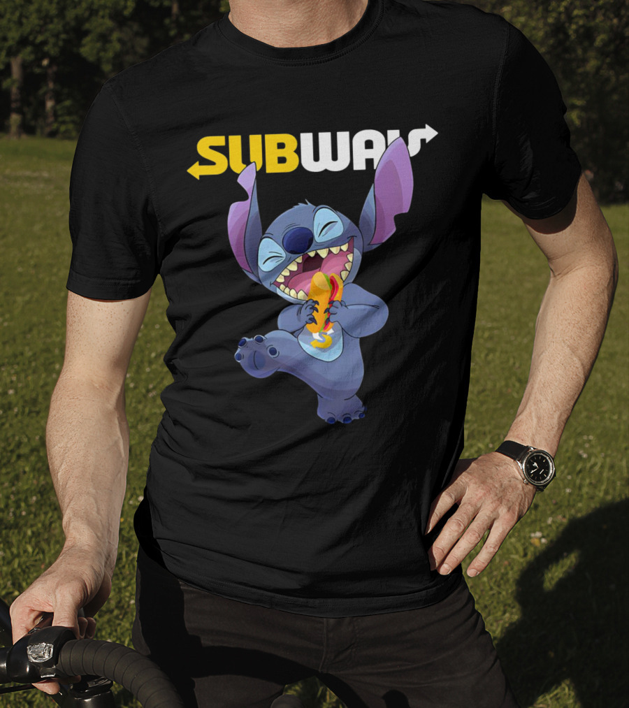 SUBWAY Stitch Eating Hotdog T-Shirt