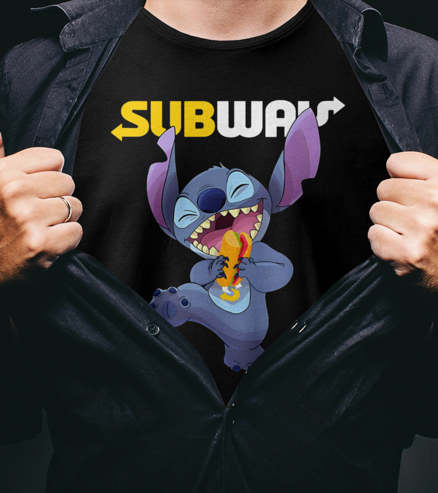 SUBWAY Stitch Eating Hotdog T-Shirt