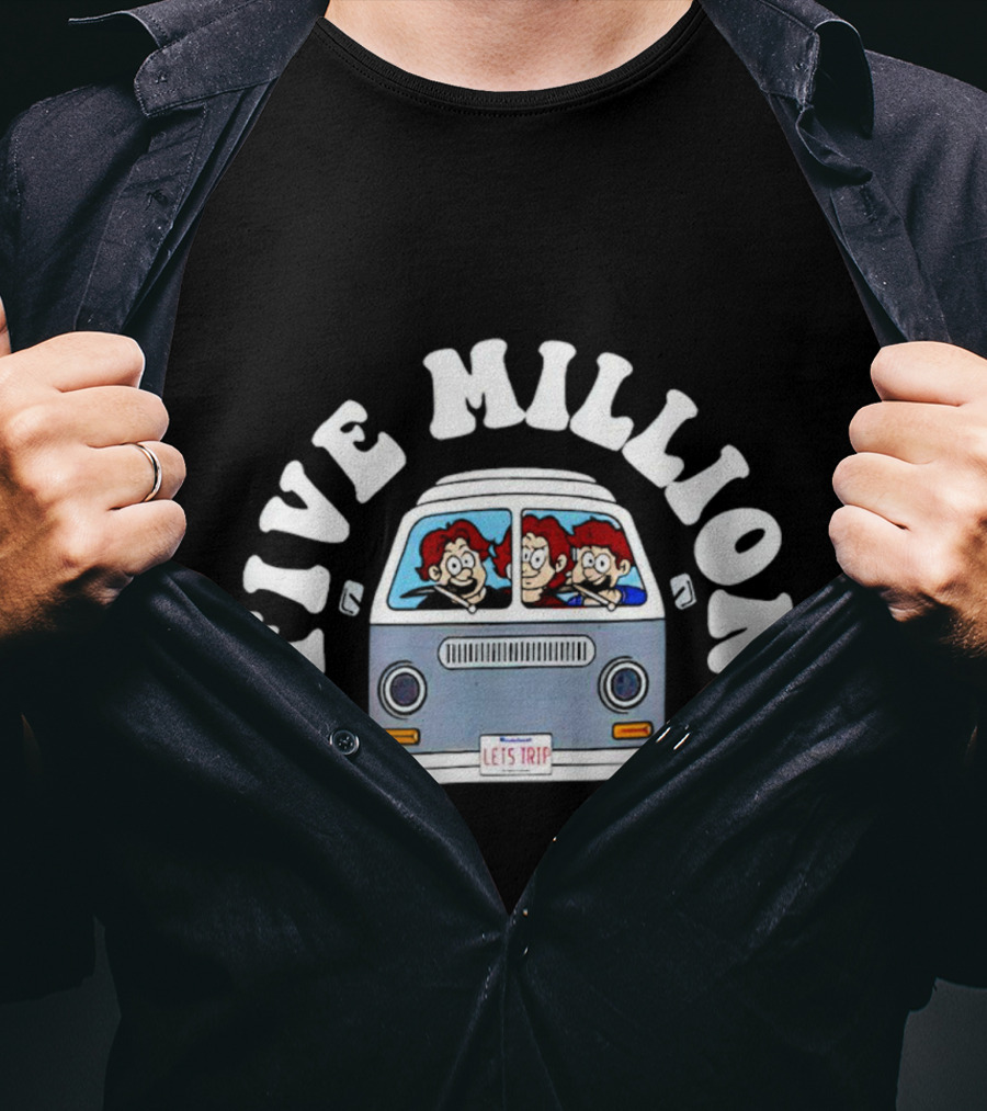 Five Million Let's Trip Cartoon Van Journey T-Shirt