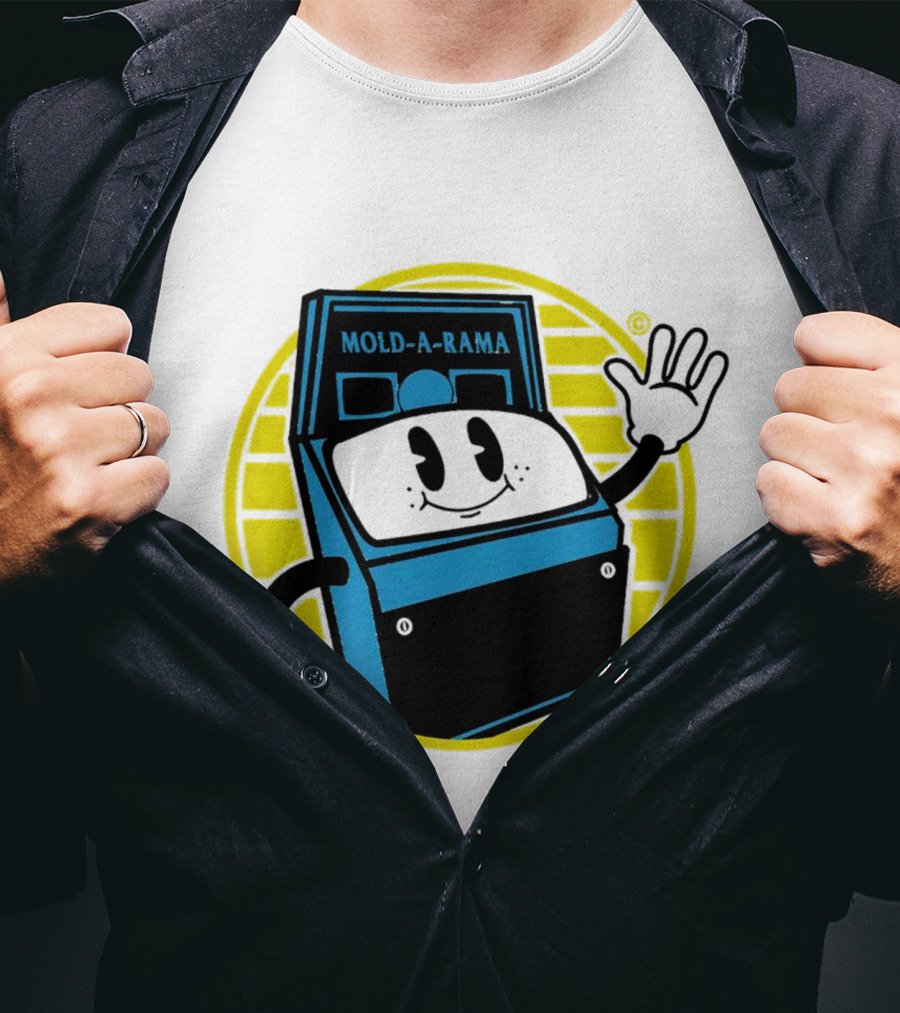 Mold-A-Rama Smiling Machine Icon With Yellow Circle Background T-Shirt