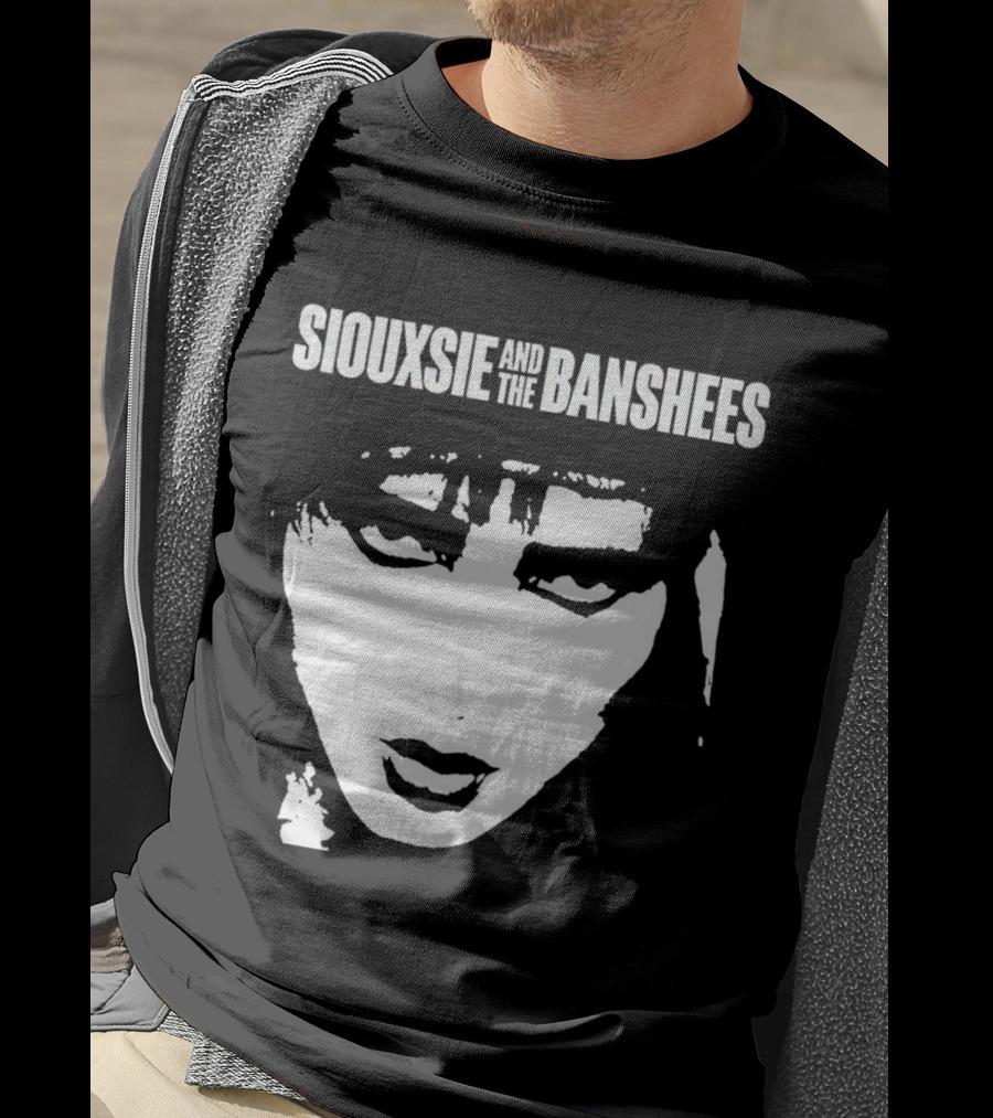 Siouxsie And The Banshees Bold Black And White Stylized Face T-Shirt