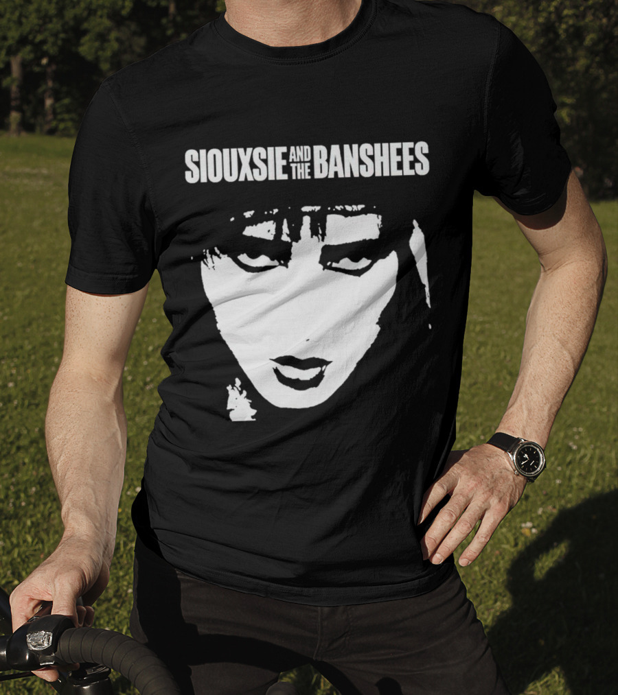 Siouxsie And The Banshees Bold Black And White Stylized Face T-Shirt
