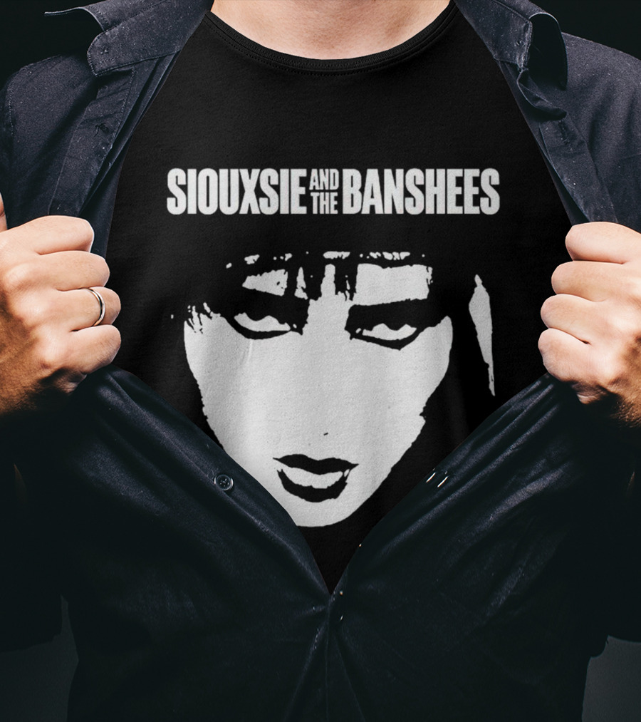 Siouxsie And The Banshees Bold Black And White Stylized Face T-Shirt