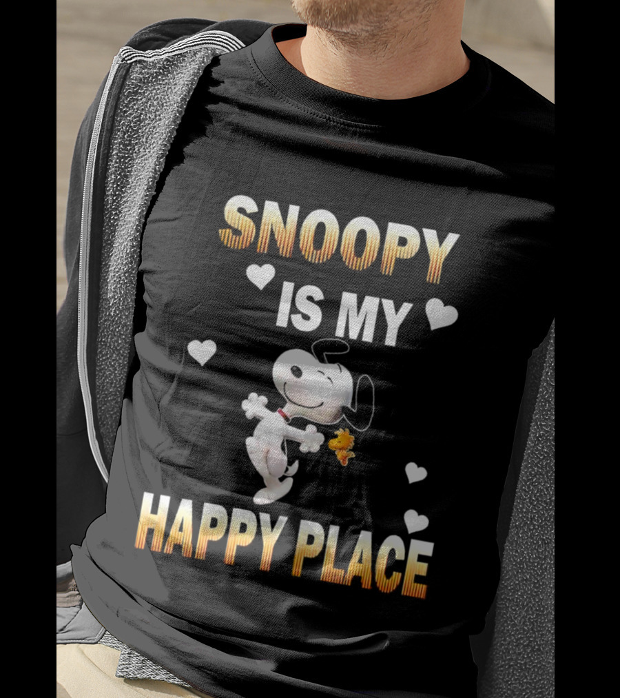 Snoopy Is My Happy Place Hearts Woodstock T-Shirt