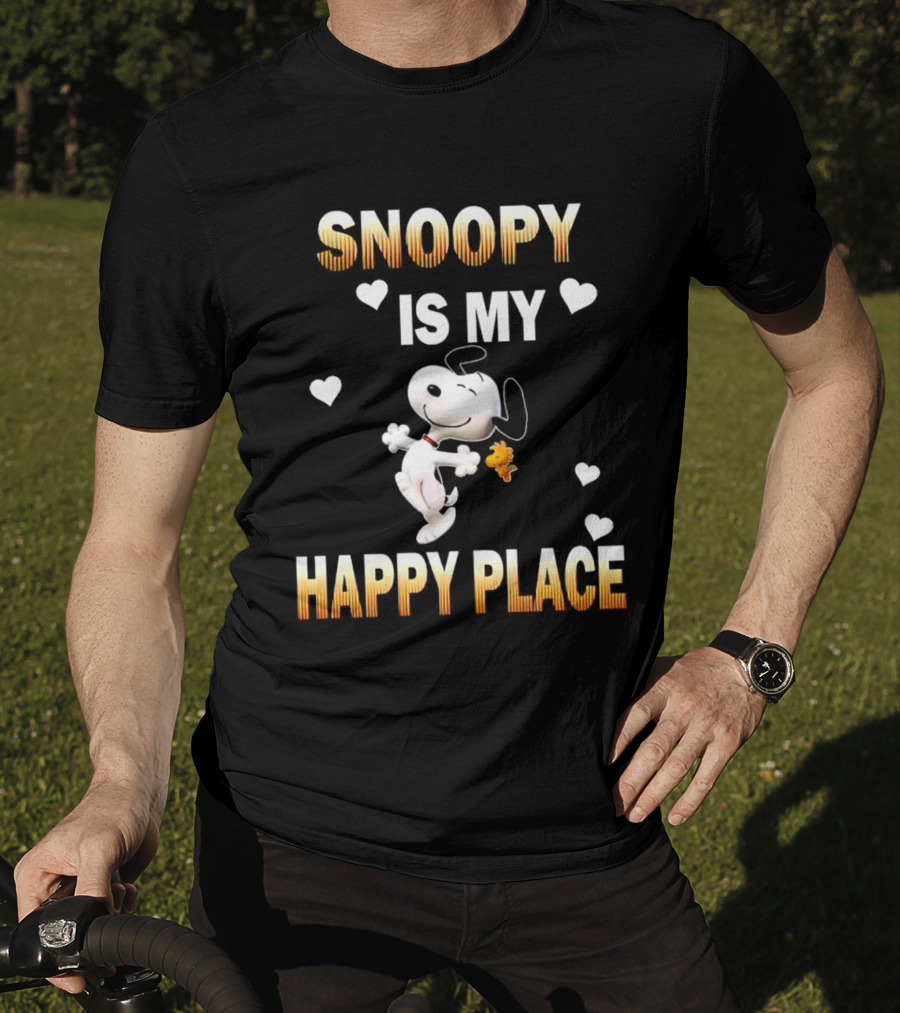 Snoopy Is My Happy Place Hearts Woodstock T-Shirt