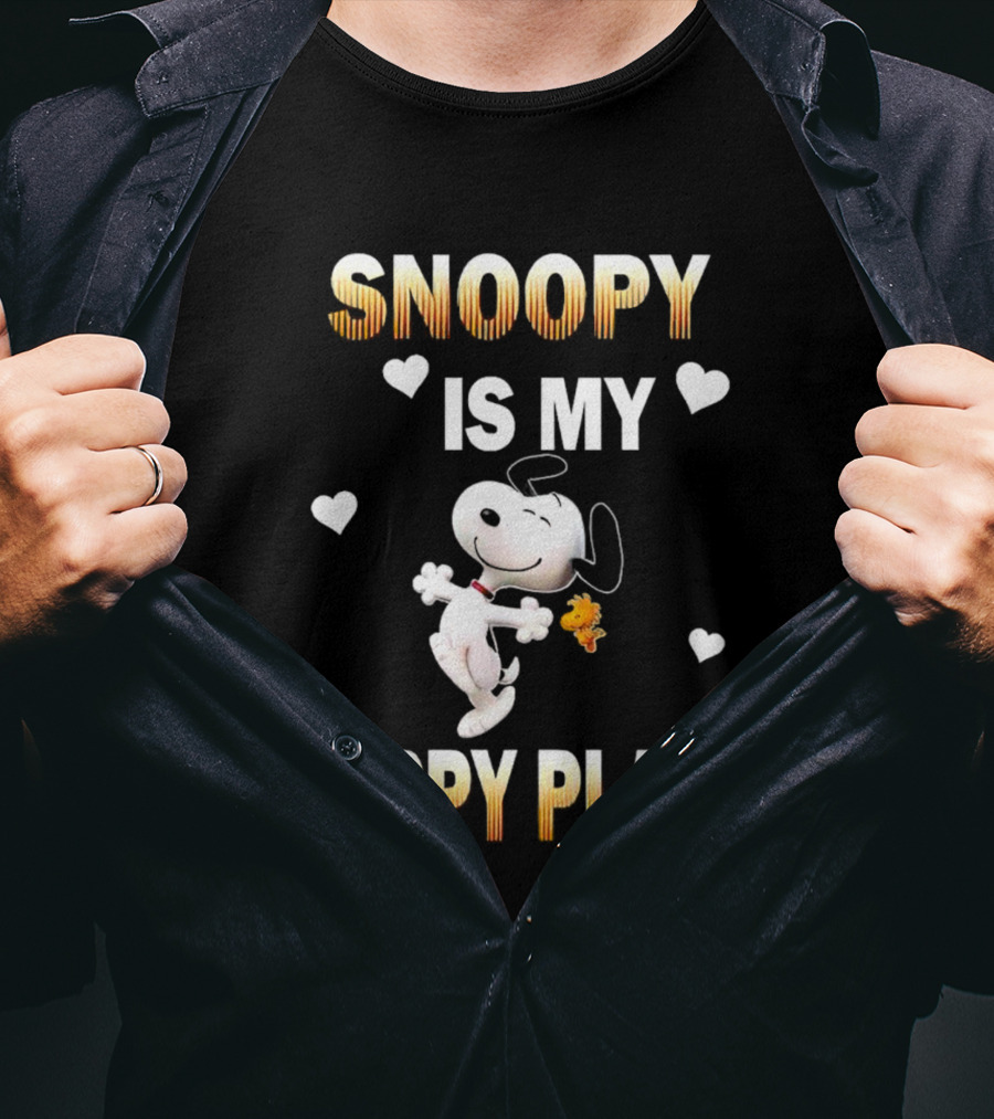 Snoopy Is My Happy Place Hearts Woodstock T-Shirt