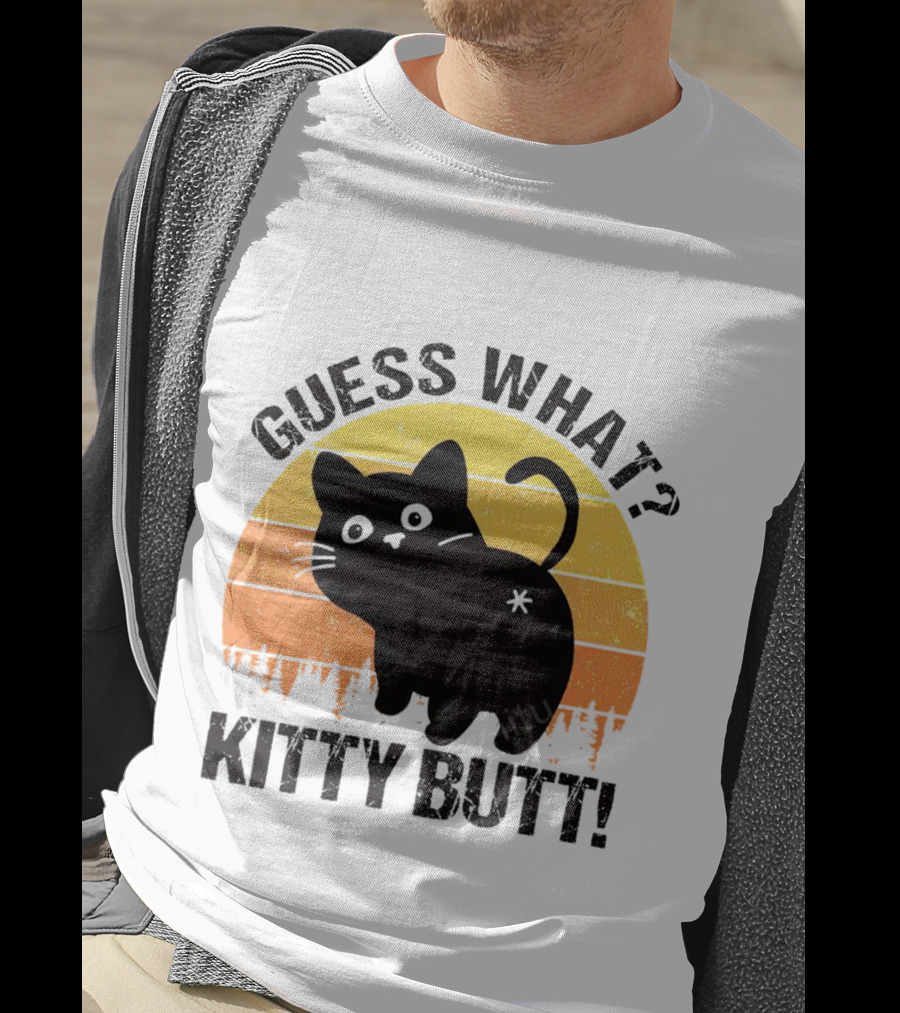 Guess What Kitty Butt Retro Sunset Forest T-Shirt