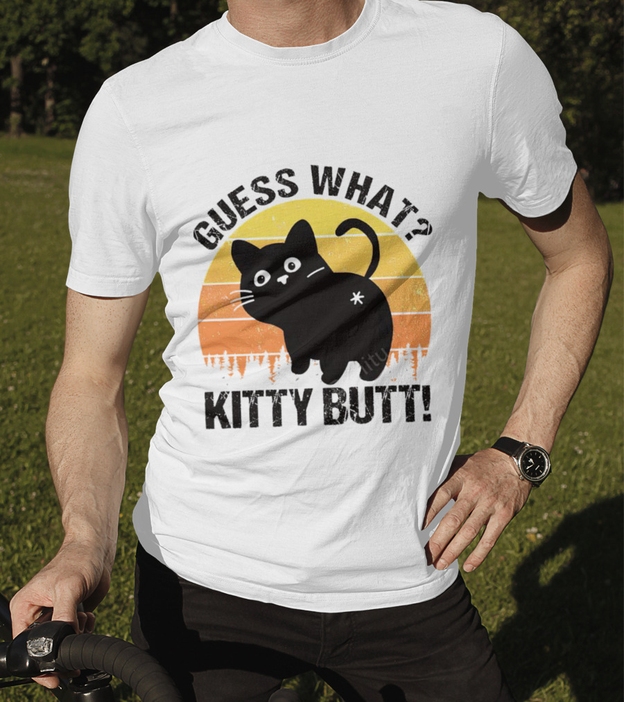 Guess What Kitty Butt Retro Sunset Forest T-Shirt