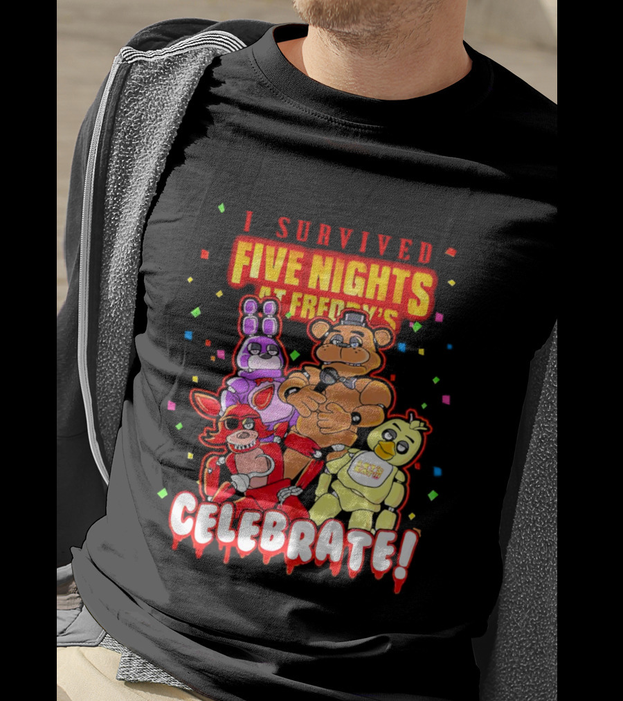 I Survived Five Nights At Freddy’s Celebrate Freddy Bonnie Chica Foxy T-Shirt