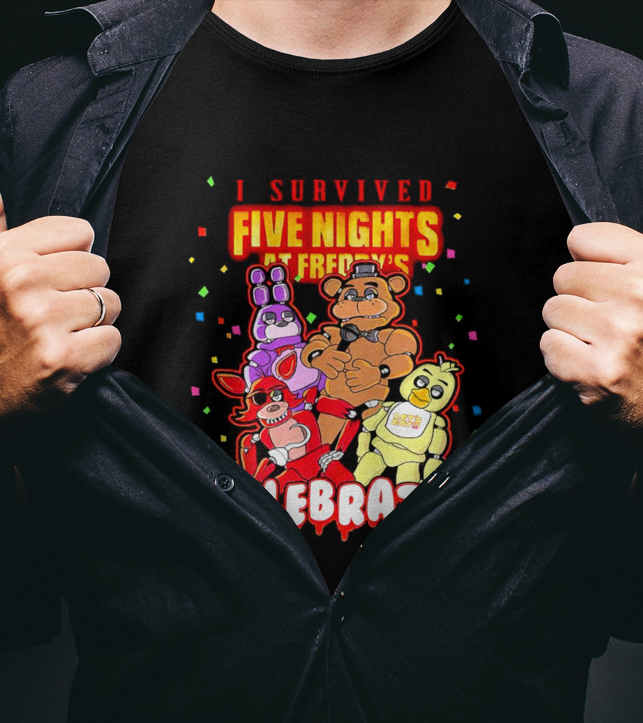 I Survived Five Nights At Freddy’s Celebrate Freddy Bonnie Chica Foxy T-Shirt