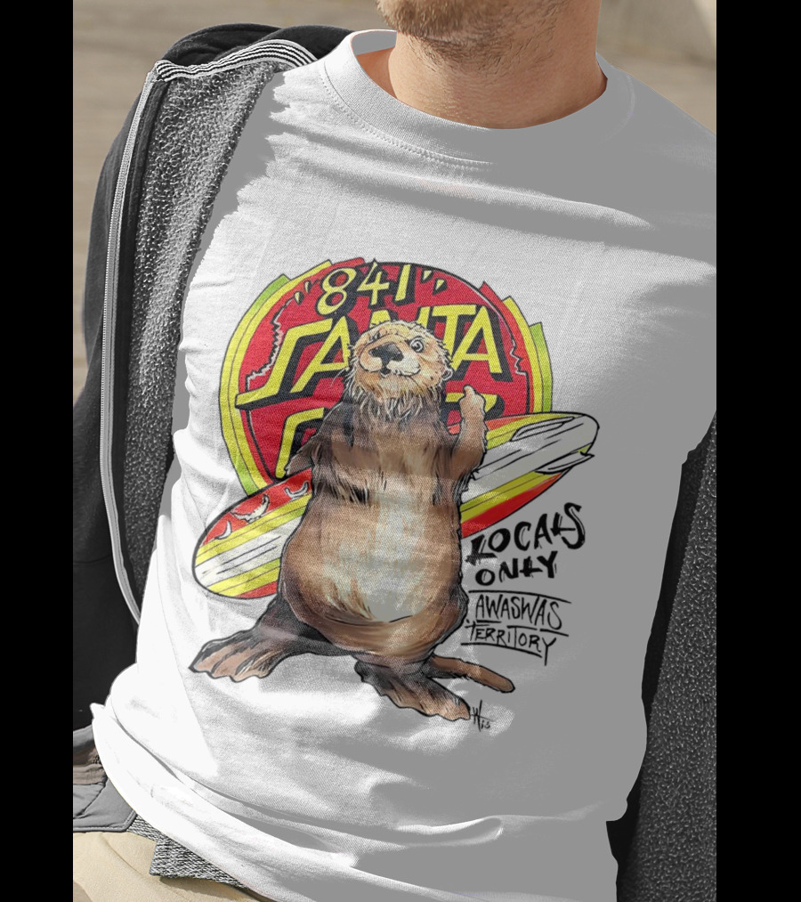 Otter 841 Santa Cruz Locals Only Awaswas Territory Surfing T-Shirt