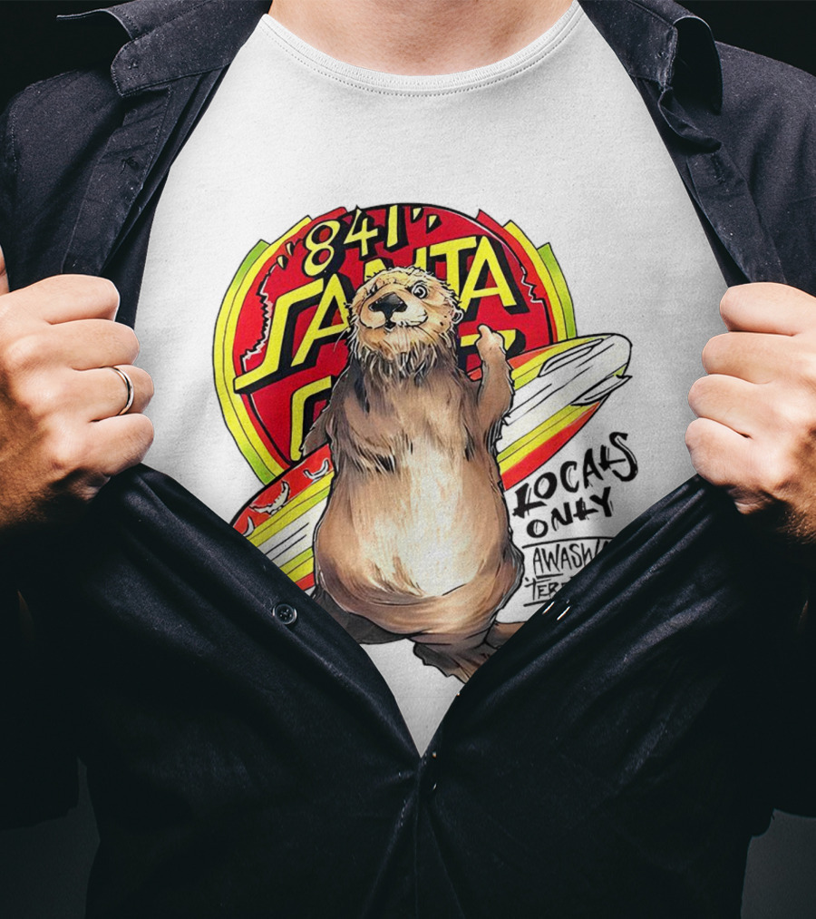 Otter 841 Santa Cruz Locals Only Awaswas Territory Surfing T-Shirt