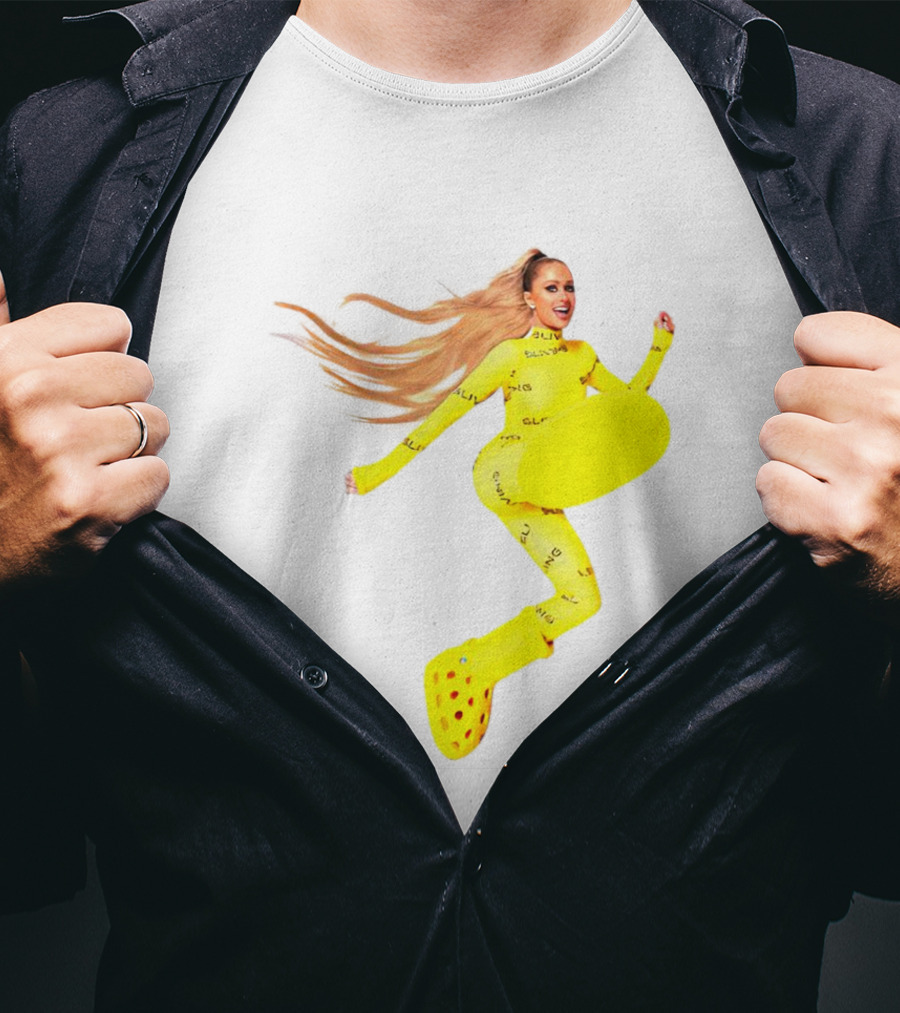 Paris Hilton Yellow Slime Crocs Big Yellow Boot T-Shirt