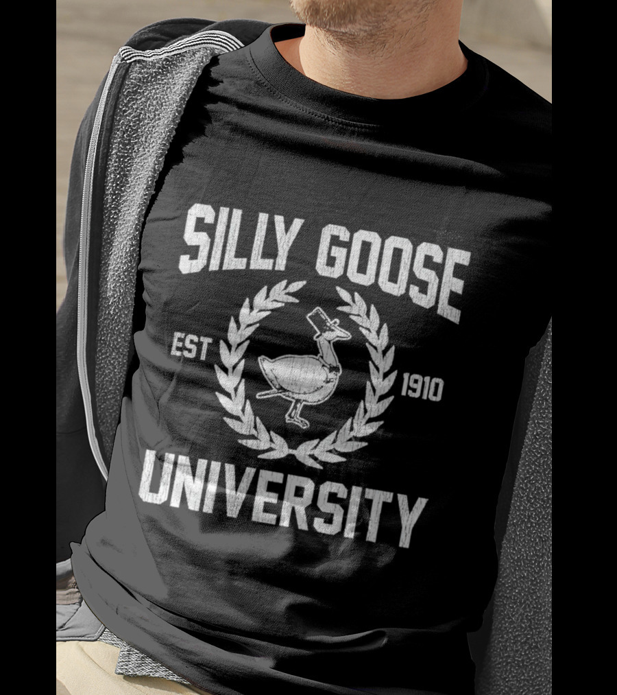 Silly Goose University Est 1910 Top Hat Laurel Crest T-Shirt
