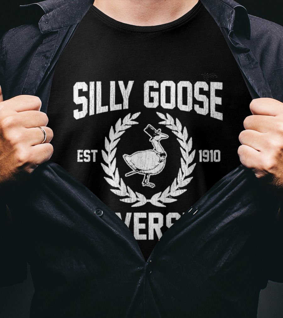 Silly Goose University Est 1910 Top Hat Laurel Crest T-Shirt