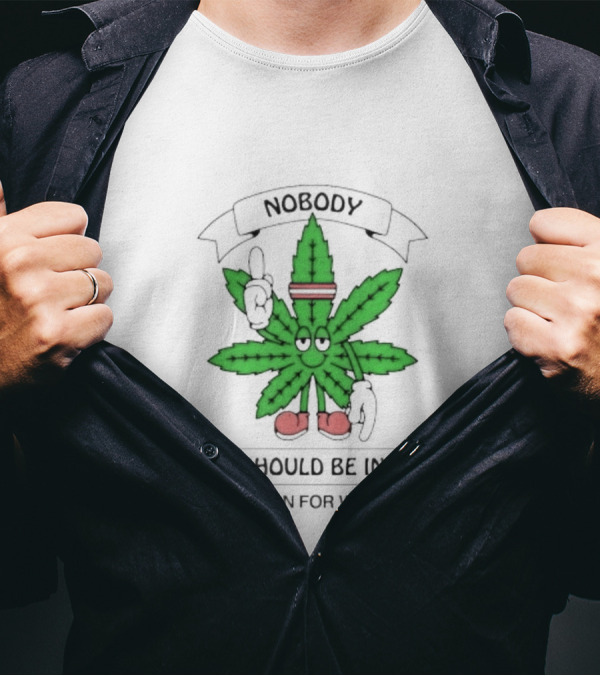 Nobody Should Be In Prison For Weed Leaf Character T-Shirt