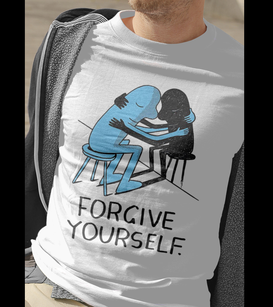 Forgive Yourself Embracing Blue And Black Figures T-Shirt