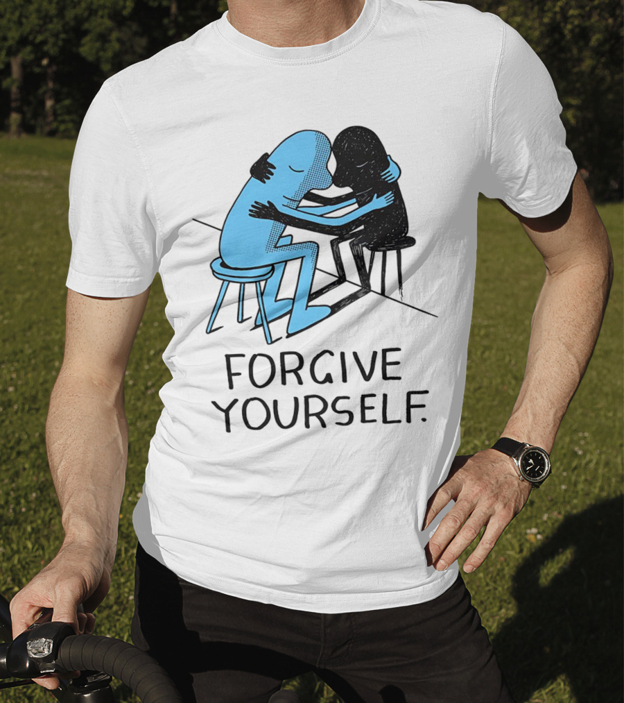 Forgive Yourself Embracing Blue And Black Figures T-Shirt