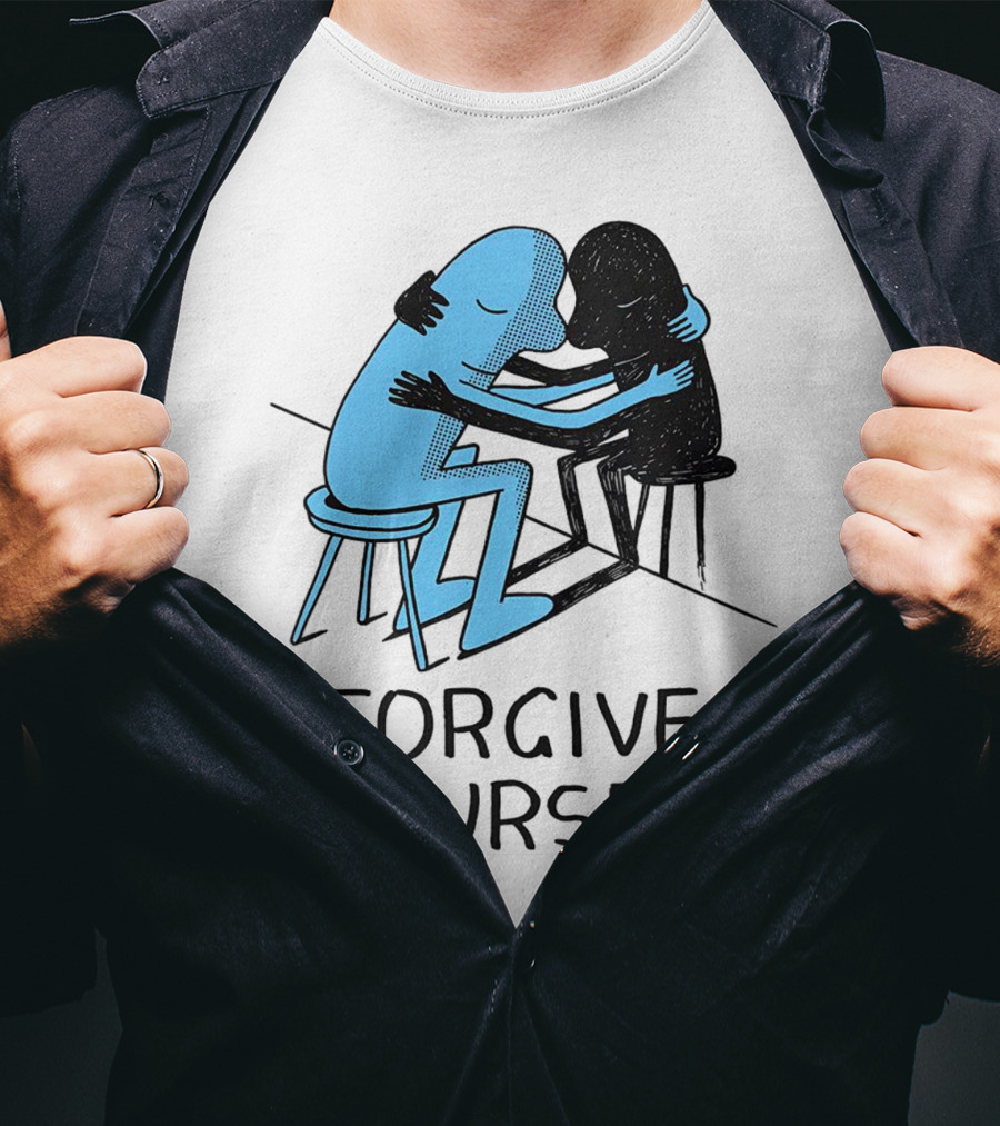 Forgive Yourself Embracing Blue And Black Figures T-Shirt