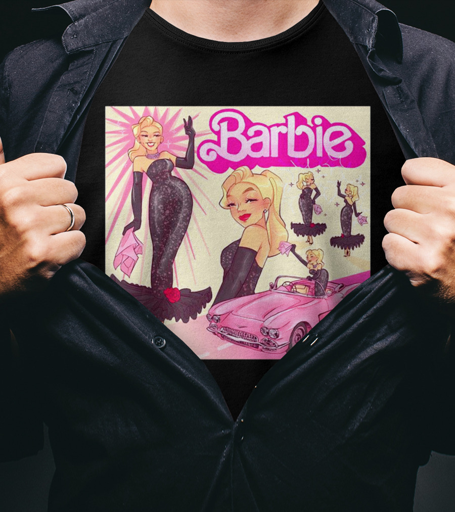 Barbie Glamorous Star With Pink Cadillac And Sparkling Dress T-Shirt