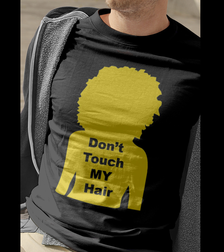 Don’t Touch My Hair Yellow Silhouette Afro Outline T-Shirt