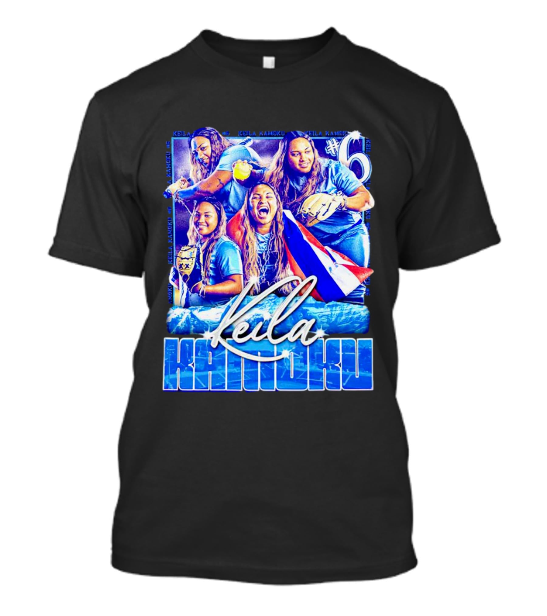Keila Kamoku #6 Vintage Lightweight Flag And Softball Action T-Shirt
