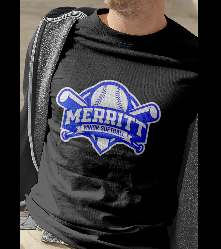 Merritt Minor Softball Baseball Crossed Bats Emblem T-Shirt
