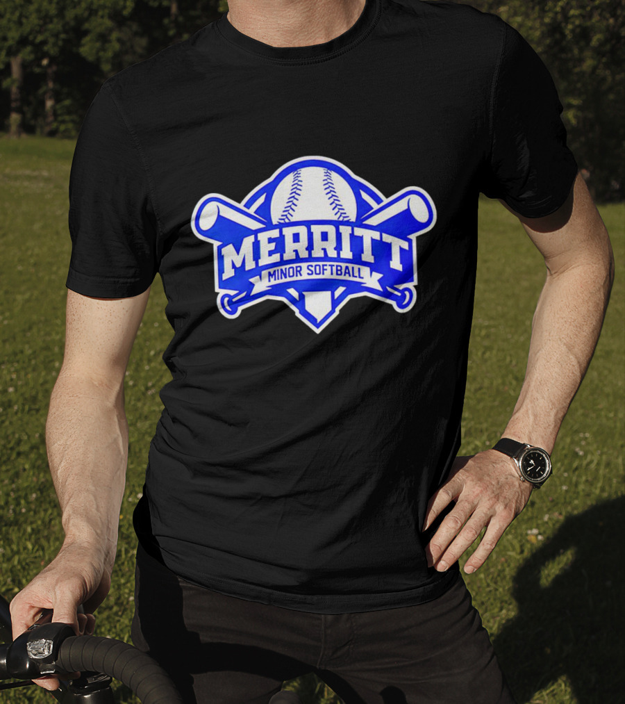 Merritt Minor Softball Baseball Crossed Bats Emblem T-Shirt