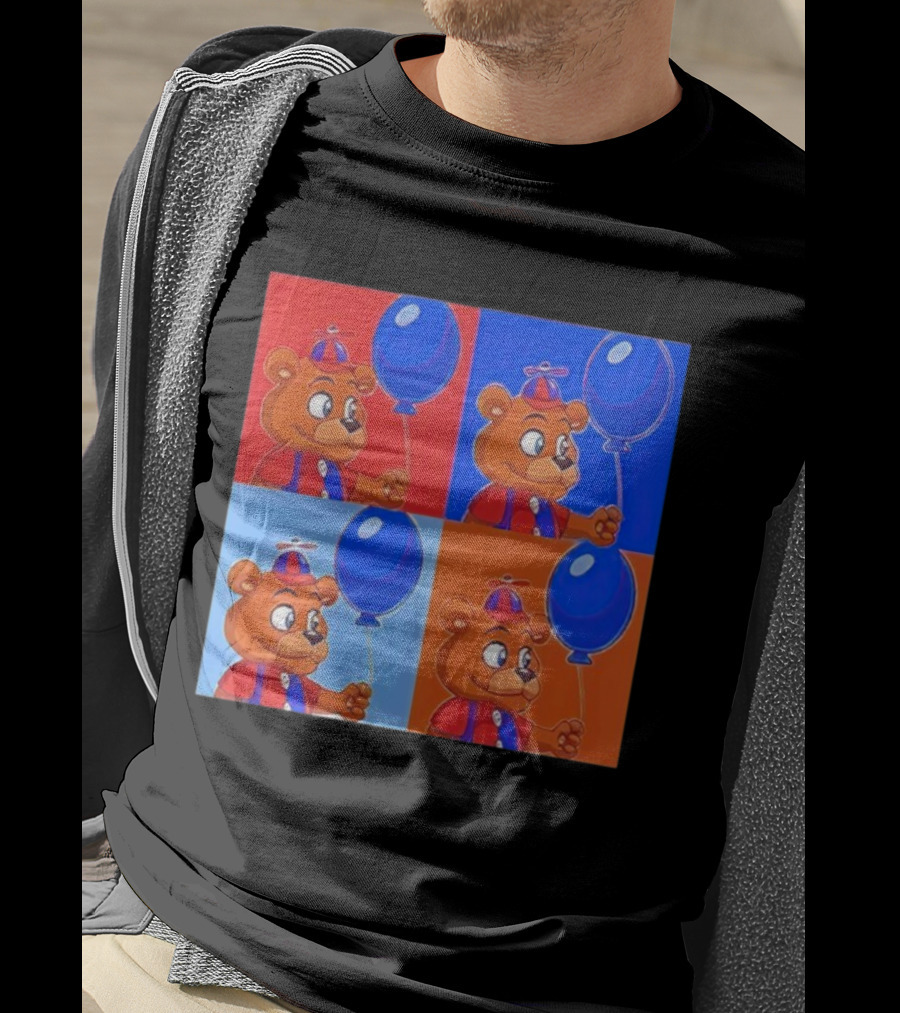 Balloon Freddy Pop Art Style Multicolor Collage T-Shirt