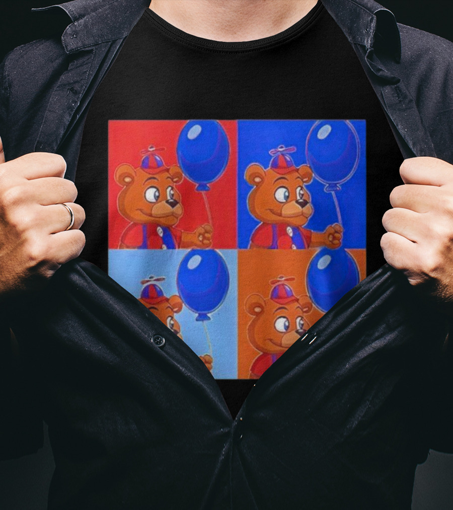Balloon Freddy Pop Art Style Multicolor Collage T-Shirt
