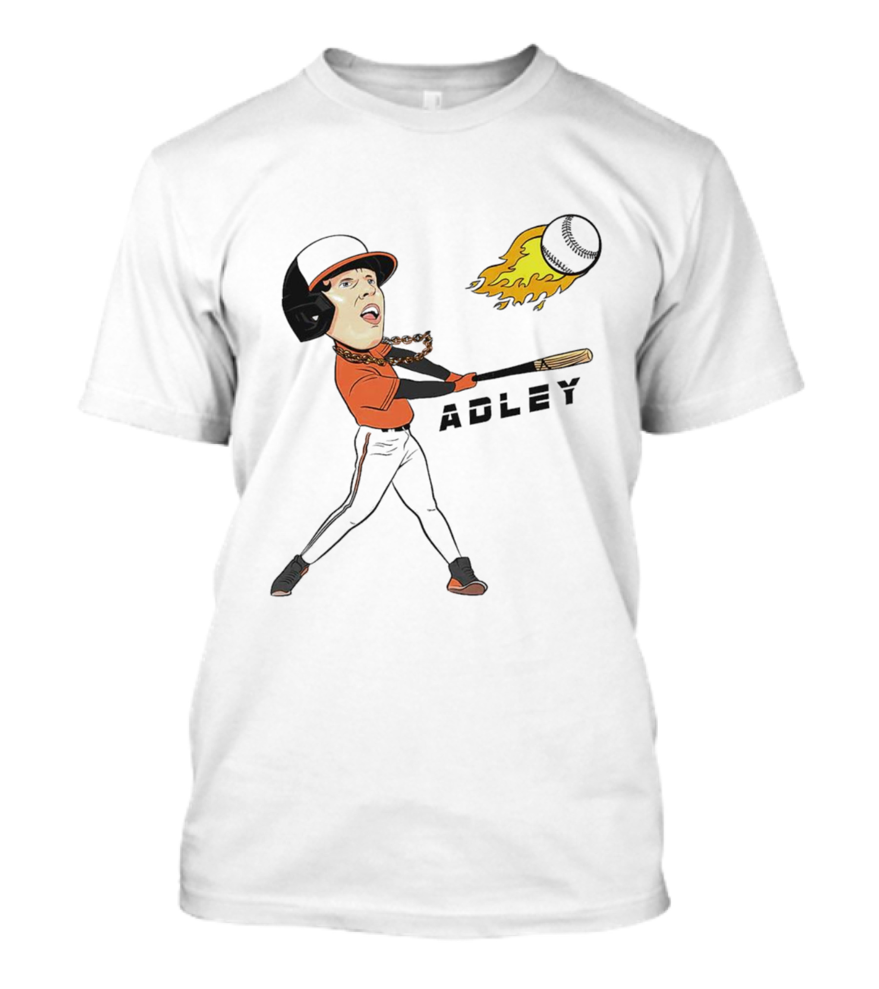Adley Rutschman Baltimore Orioles Vintage Fireball Batting Action T-Shirt
