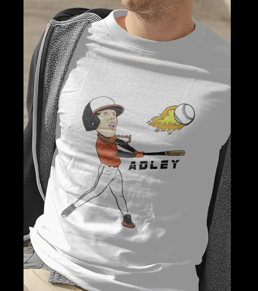 Adley Rutschman Baltimore Orioles Vintage Fireball Batting Action T-Shirt