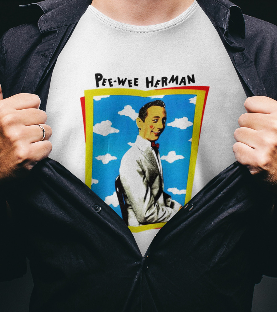 Pee-Wee Herman Paul Reubens Retro Pop Art Style Bright Blue Background T-Shirt