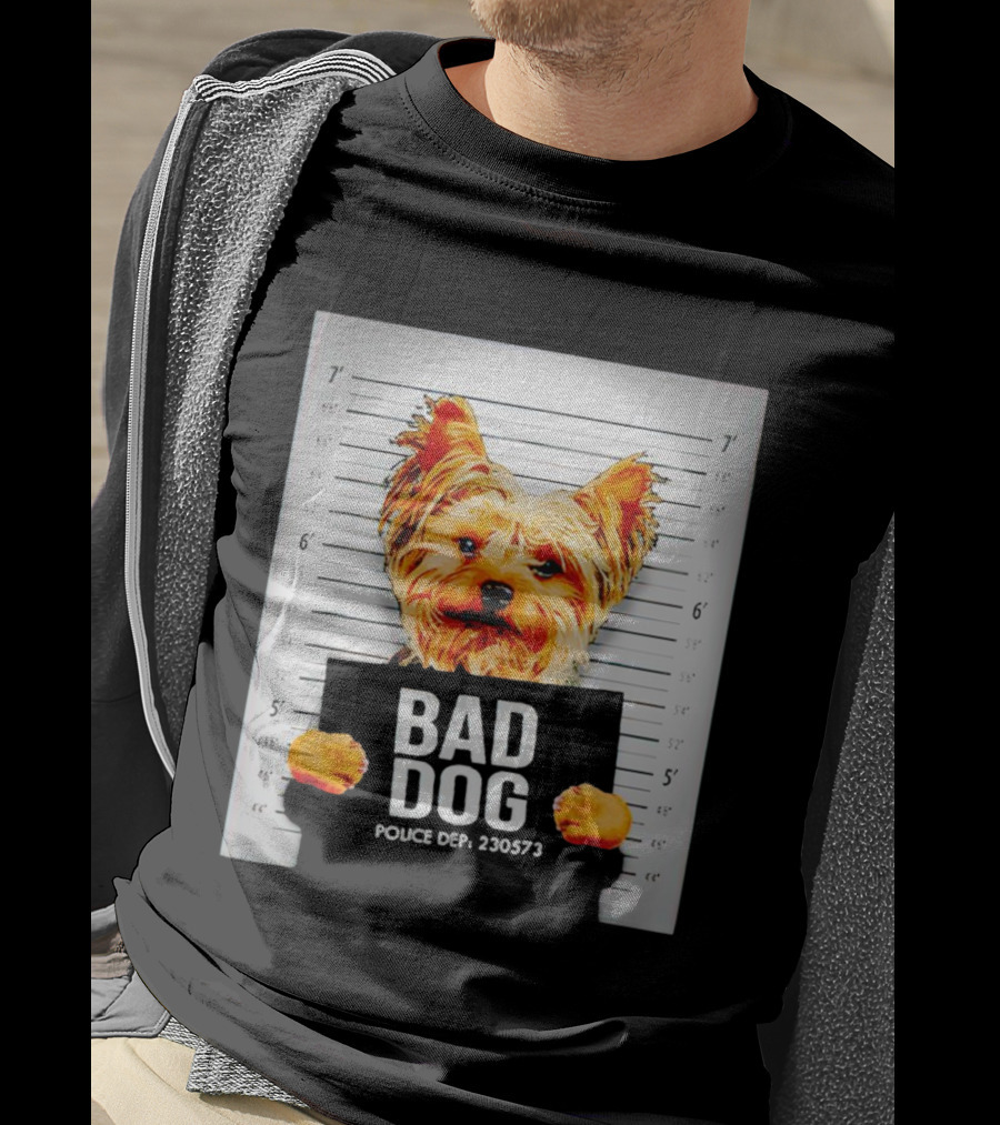 Bad Dog Yorkie Mugshot Police Dept 230573 T-Shirt