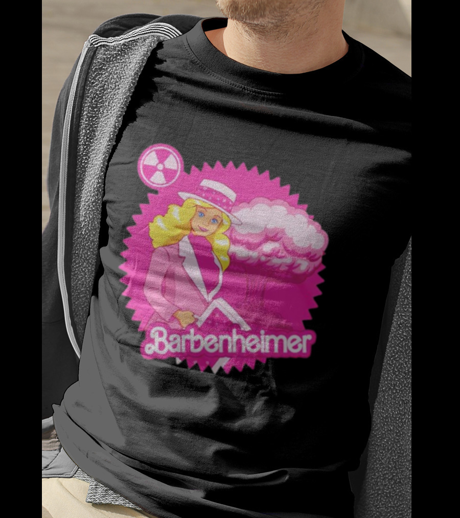 Barbenheimer Pink Explosion Icon With Radioactive T-Shirt